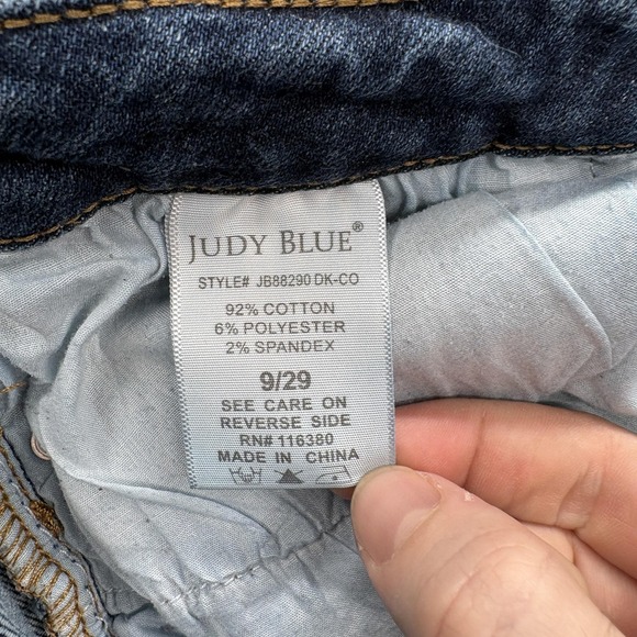 Judy Blue Jeans Womens 9/29 Blue Slim Bootcut Distressed Raw Hem Stretch Denim - Picture 5 of 12